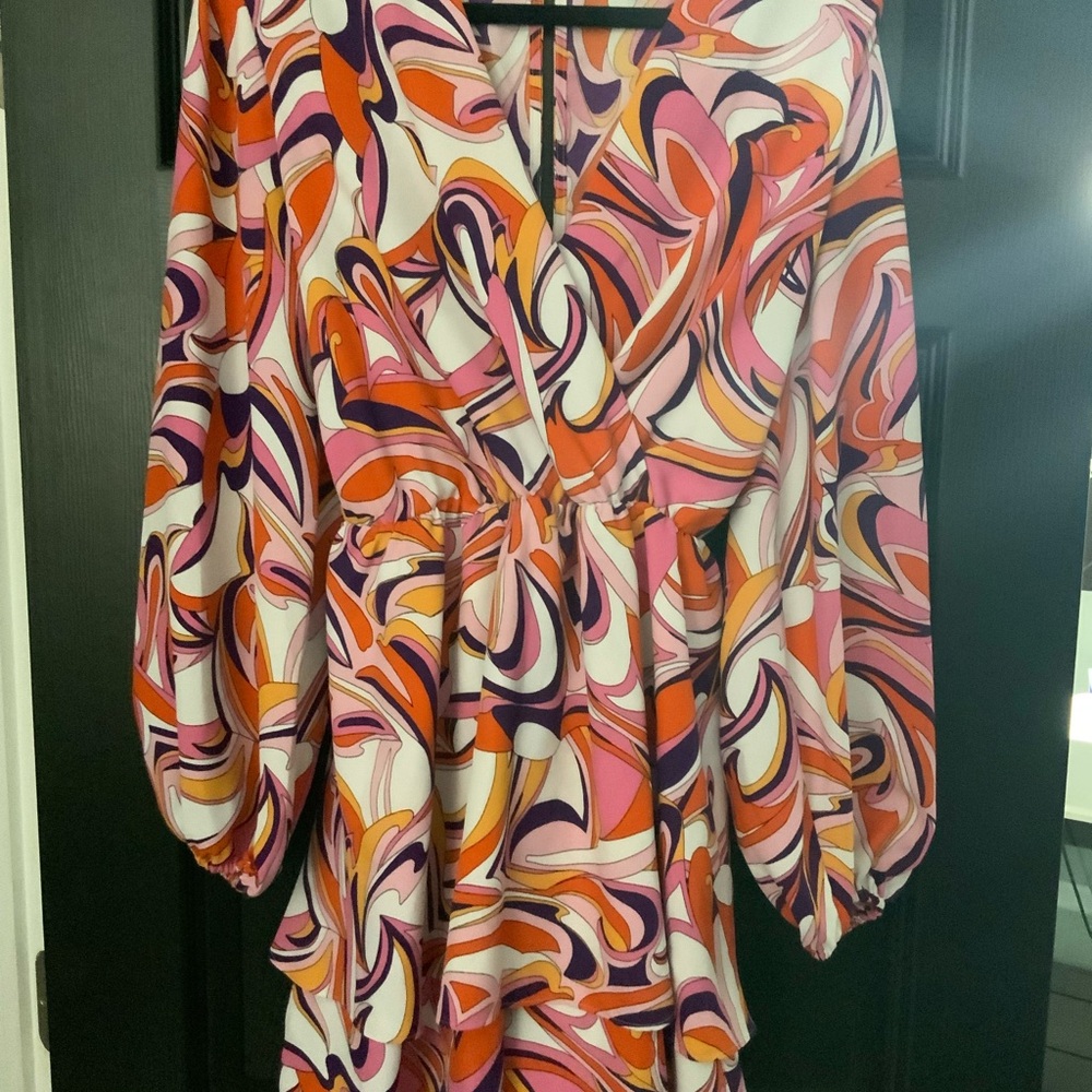 Express Women's Multi-Color Swirl Print Skort - Pink, Orange, Purple, White